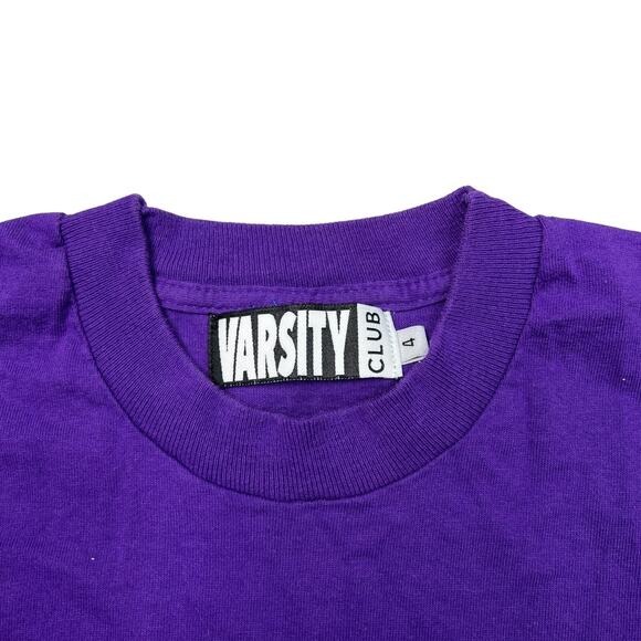 Varsity Club VTG 90s Basketball Rainbow Graphic Tee T-Shirt Purple Adult 4 XXL - Picture 4 of 4